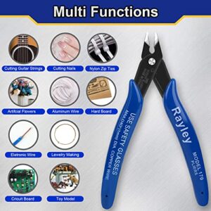 Rayley Small Wire Cutters, Diagonal Cutting Pliers with Spring, Side-Cutting Pliers Guitar String Cutter Mini Pliers Side Cutters Pliers Electronics Flush Cutters Small Snips