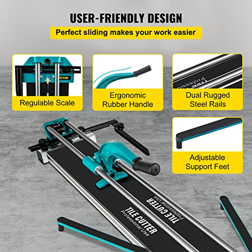 BestEquip Manual Tile Cutter, 48 inch Tile Cutter, All-Steel Frame Cutting Machine, Precise Tile Cutter Tools w/Laser Guide & Tungsten Carbide Wheel, Large Tile Cutter For Porcelain Ceramic