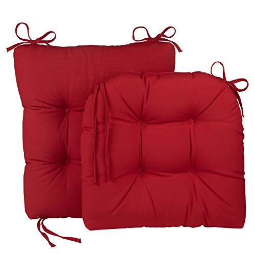 Klear Vu Solarium Cushion, Indoor and Outdoor Rocking Chair Pad for Patio, Living or Nursery Room, 2 Piece Set, Seat 19"x19" and Seatback 21"x18", 01 Red