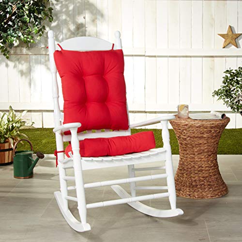 Klear Vu Solarium Cushion, Indoor and Outdoor Rocking Chair Pad for Patio, Living or Nursery Room, 2 Piece Set, Seat 19"x19" and Seatback 21"x18", 01 Red