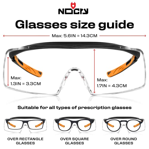 NoCry Safety Glasses Over Eyeglasses with Anti Scratch Wraparound Lenses, UV400 Protective Eyewear, ANSI Z87 & OSHA Approved Safety Goggles Over Glasses in the Lab or Shooting Glasses Over Eyeglasses