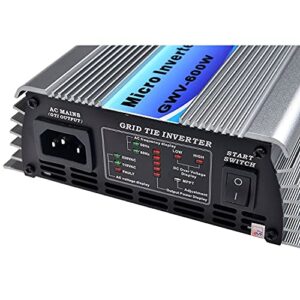 Y&H Grid Tie Inverter 600W Stackable DC30-55V PV Input AC110V MPPT Pure Sine Wave Micro Inverter fit for 30V 36V Solar Panel/36V Battery