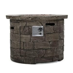 Christopher Knight Home Stillwater Outdoor Circular Firepit, Natural Stone Finish