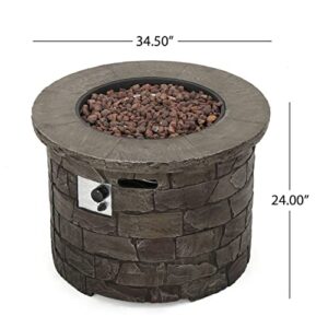 Christopher Knight Home Stillwater Outdoor Circular Firepit, Natural Stone Finish