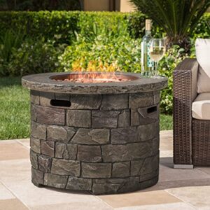 Christopher Knight Home Stillwater Outdoor Circular Firepit, Natural Stone Finish