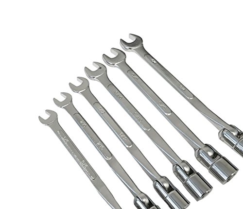 EZ Travel Collection 6 PC FLEX SOCKET 6 POINT FLEXIBLE HEAD AND OPEN END SAE WRENCH SET