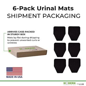 Durable Black 6-Pack Non-Slip Floor Urinal Mats - Odor-eliminating and Disposable Commercial Urine Pads for Men's Toilets, Urinal Mat Commercial Scented Made in USA