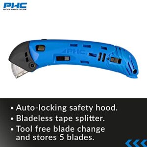 Pacific Handy Cutter GSC3 Guarded Utility Knife, Box Cutter with Automatic Locking Safety Hood and Bladeless Tape Splitter (New E22201-4)