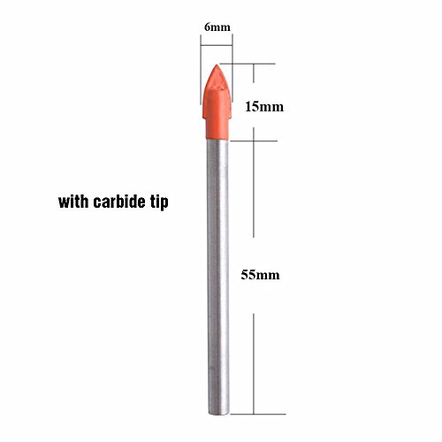 Gunpla 10Pcs Multi-Material Drill Bits Set, Cemented Carbide Masonry Drill Bits for Glass, Plastic, Tile, Concrete, Brick, Wall, Wood and Brick Wall 6mm