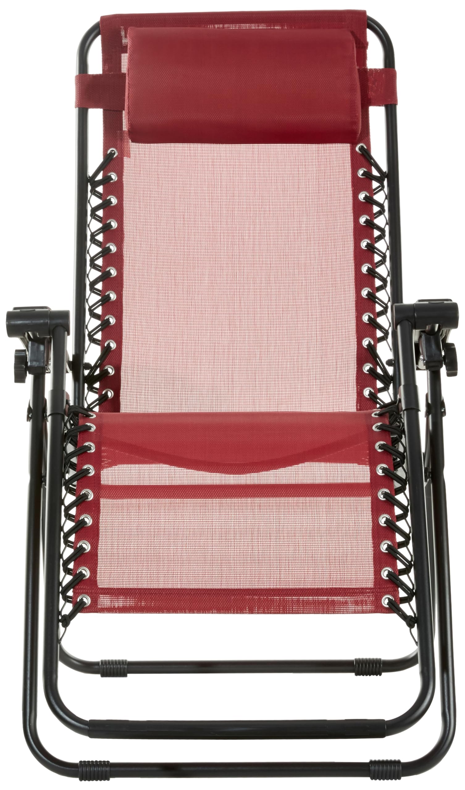 Amazon Basics Outdoor Textilene Adjustable Zero Gravity Folding Reclining Lounge Chair with Pillow, 26", Burgundy