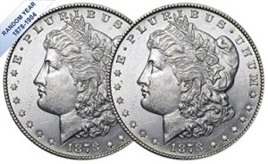 (1878-1904) morgan silver dollar (bu) two coins brilliant uncirculated