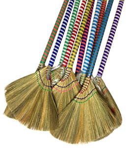 掃把 anti-static choi bong co vietnam hand made straw soft broom colored handle 12" head width, 40" overall length 3-pc