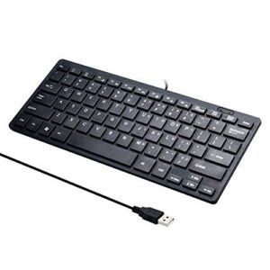 i focus mini 78 keys wired keyboard - with keyboard cover computer keypad for laptop mac windows 10/8 / 7 / vista/xp(black+keyboard film)