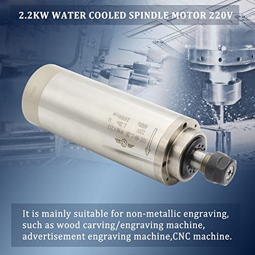 RATTMMOTOR CNC Spindle Motor 2.2KW Water Cooled Spindle Motor 220V ER20 Collet 80mm Diameter 8A 400HZ 24000RPM for CNC Router Engraving Milling Machine