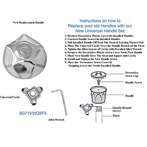 MI MADOL Imports, LLC MADOL Universal Handles with 2" Large Cavity [2233] Shower Replacement Handle Kit Easy Installation/Manerales para Regaderas Universales Caben en Todo tipo de Grifos
