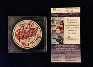 bob probert signed detroit red wings trench game puck jsa authenticated p85192 - autographed nhl pucks