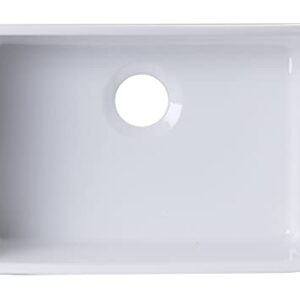 ALFI brand AB503UM-W White Single Bowl Fireclay Undermount Kitchen Sink, 24"