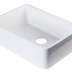 ALFI brand AB503UM-W White Single Bowl Fireclay Undermount Kitchen Sink, 24"