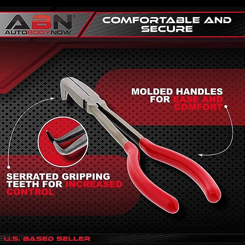 ABN Long Reach 11in Plier 4-Piece Set – 90-Degree Angle, 45-Degree Angle, Straight Needle Nose, and Duckbill Pliers