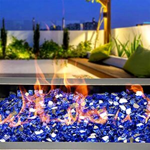 Mr. Fireglass 10 Pounds Fire Glass - 1/4 Inch High Luster Reflective Tempered Glass Rocks for Fireplace Fire Pit Table and Landscaping, Cobalt Blue