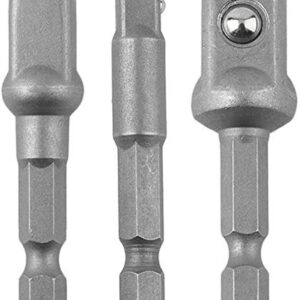 3PCS Set 1/4" 3/8" 1/2" | Impact Grade Socket Adapter | Hex Shank Adapter Drill Nut Driver | Power Extension Bit Set for Drills (3PCS)