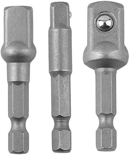 3PCS Set 1/4" 3/8" 1/2" | Impact Grade Socket Adapter | Hex Shank Adapter Drill Nut Driver | Power Extension Bit Set for Drills (3PCS)