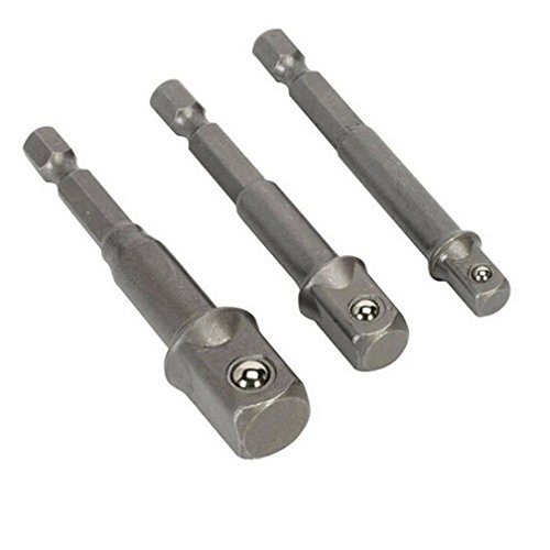 3PCS Set 1/4" 3/8" 1/2" | Impact Grade Socket Adapter | Hex Shank Adapter Drill Nut Driver | Power Extension Bit Set for Drills (3PCS)