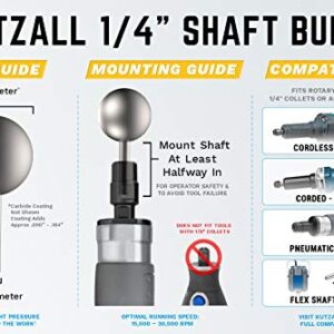 Kutzall Extreme Sphere Rotary Burr 1⁄4" Shaft, Very Coarse - Woodworking Attachment for Bosch, DeWalt, Milwaukee, Makita Tools. Abrasive Tungsten Carbide, 1" (25.4mm) Head Diameter, SX-1C