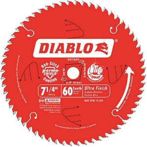diablo ultra finish circular saw blade - 7 1/4in. 60 tooth, fine finish, model number d0760x