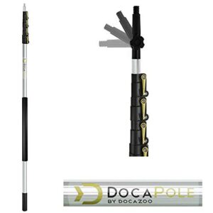 docazoo docapole 30 ft reach, 6 to 24 ft telescoping extension pole | multi-purpose for hanging light bulb changer, paint roller, duster, window/gutter cleaning