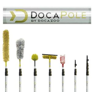 DOCAZOO DocaPole 30 ft Reach, 6 to 24 ft Telescoping Extension Pole | Multi-Purpose for Hanging Light Bulb Changer, Paint Roller, Duster, Window/Gutter Cleaning
