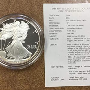 1986 S American Silver Eagle $1 Proof US Mint