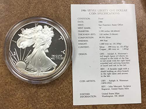 1986 S American Silver Eagle $1 Proof US Mint