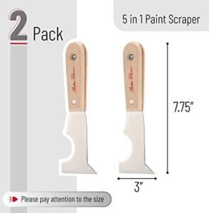 Bates- Paint Scraper, Taping knife, Pack of 2 Putty Knife Scraper, Scraper, 5 in 1 tools, Spackle Knife, Caulk Removal Tool, Painters Tool, Paint Can Opener, Paint Remover for Wood, Wallpaper Scraper