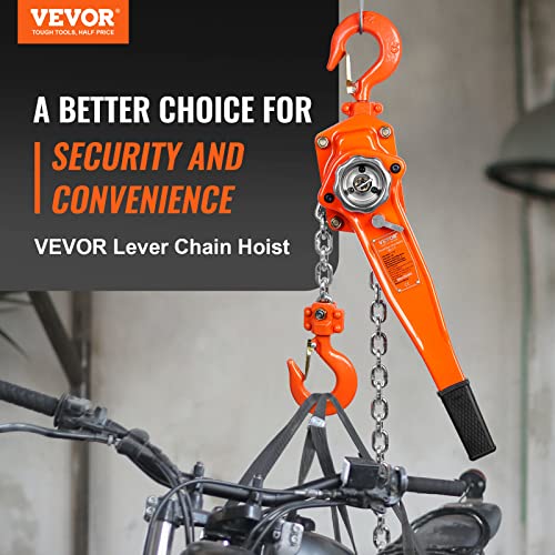 Happybuy Manual Lever Chain Hoist, 1-1/2 Ton 3300 lbs Capacity 20 FT Come Along, G80 Galvanized Steel with Weston Double-Pawl Brake,Auto Chain Leading & 360° Rotation Hook, for Garage Factory Dock