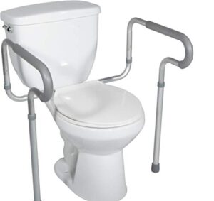 healthline toilet safety frame rails adjustable, bathroom grab bar toilet frame safety rails with padded handrails, toilet support rails for seniors, disabled, elderly, bariatric toilet rails 300 lbs