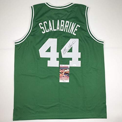 Autographed/Signed Brian Scalabrine Boston Green Basketball Jersey JSA COA