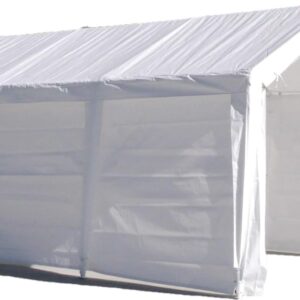 Impact 11' x 20' Portable Carport Garage, All Season Fully Enclosed Canopy with Window Sidewalls, Outdoor Party Tent with 8 Dressed Legs, White