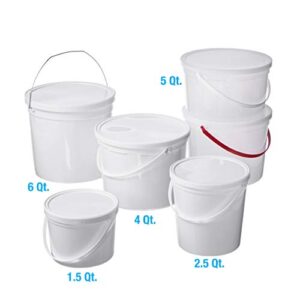 Consolidated Plastics Pail with Handle, HDPE, 4 Quart, Natural, 10 Piece