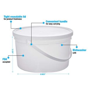 Consolidated Plastics Pail with Handle, HDPE, 4 Quart, Natural, 10 Piece