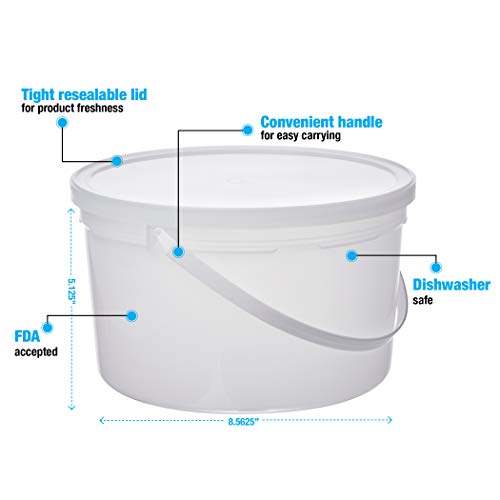 Consolidated Plastics Pail with Handle, HDPE, 4 Quart, Natural, 10 Piece