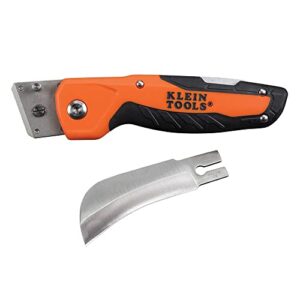 Klein Tools 44218 Utility Knife, Lockback Electricians Knife and Folding Knife with Hawkbill Blade for Cable Skinning, Replaceable Blade