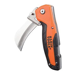 Klein Tools 44218 Utility Knife, Lockback Electricians Knife and Folding Knife with Hawkbill Blade for Cable Skinning, Replaceable Blade