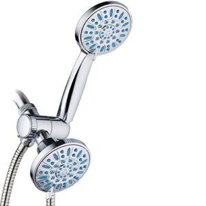 aquadance antimicrobial/anti-clog high-pressure 30-setting combo microban nozzle protection from growth of mold mildew & bacteria for stronger shower aqua, chrome/wave blue jets