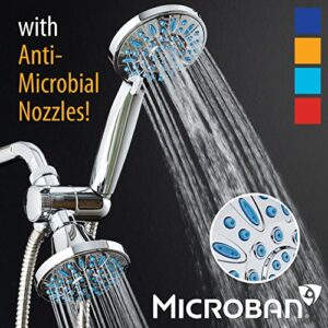 AquaDance Antimicrobial/Anti-Clog High-Pressure 30-Setting Combo Microban Nozzle Protection from Growth of Mold Mildew & Bacteria for Stronger Shower Aqua, Chrome/Wave Blue Jets