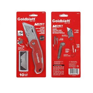 Goldblatt Folding Utility Knife, Quick Change Blade Mechanism & Aluminum Alloy Handle with 10-piece Extra Blades, Pocket Size