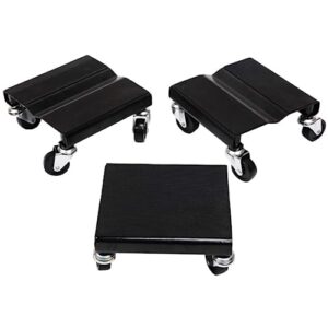 3 pcs snowmobile dolly set anti-slip snow mobile moving rollers dollies movers with caster wheels 1500 lbs, black