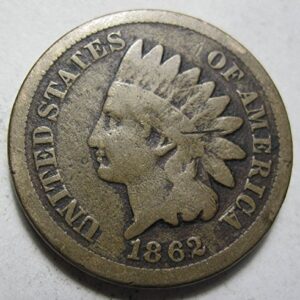 1862 U.S. Indian Head Cent Copper-Nickel Penny Good to VG