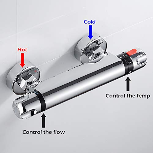 Bathroom Thermostatic Shower Mixer Wall Mount Hot Cold Water Showering Faucet Temperature Control Valve