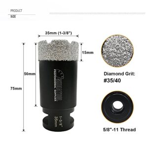 SHDIATOOL Diamond Core Drill Bits 1-3/8 Inch for Porcelain Ceramic Tile Marble Brick Vacuum Brazed Hole Saw 35mm